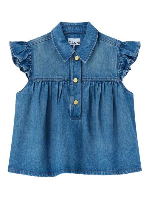 GANNITop denim con ruches e bottoni Ganni | A1040047091 TINT WASH